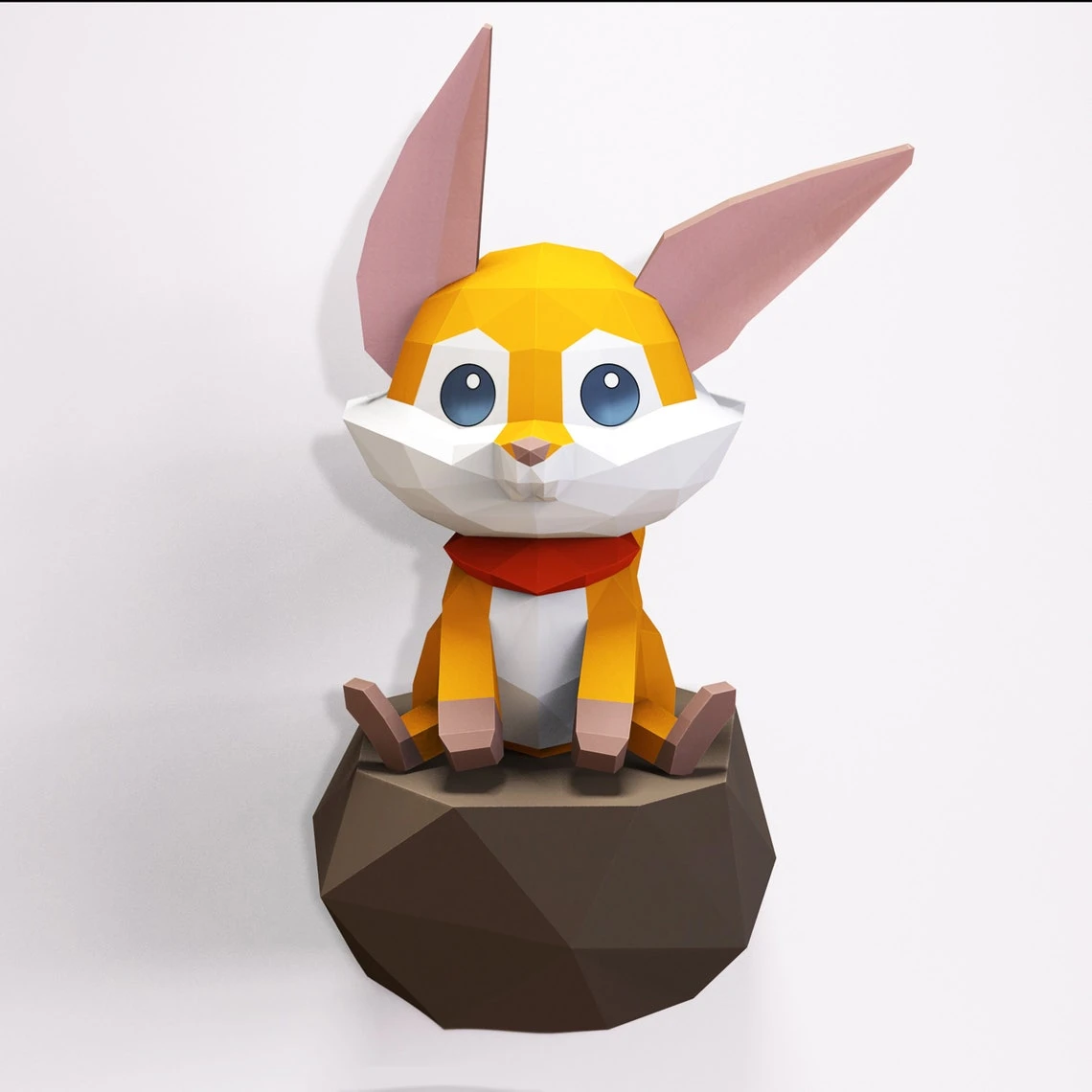 Papercraft Fox, Paper Craft Fox Model, Fox PDF template, 3D Fox sculpture, Low poly pattern Fox