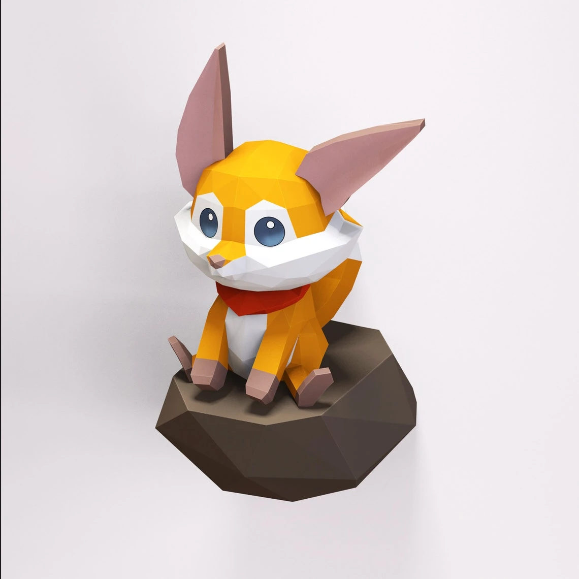 Papercraft Fox, Paper Craft Fox Model, Fox PDF template, 3D Fox sculpture, Low poly pattern Fox