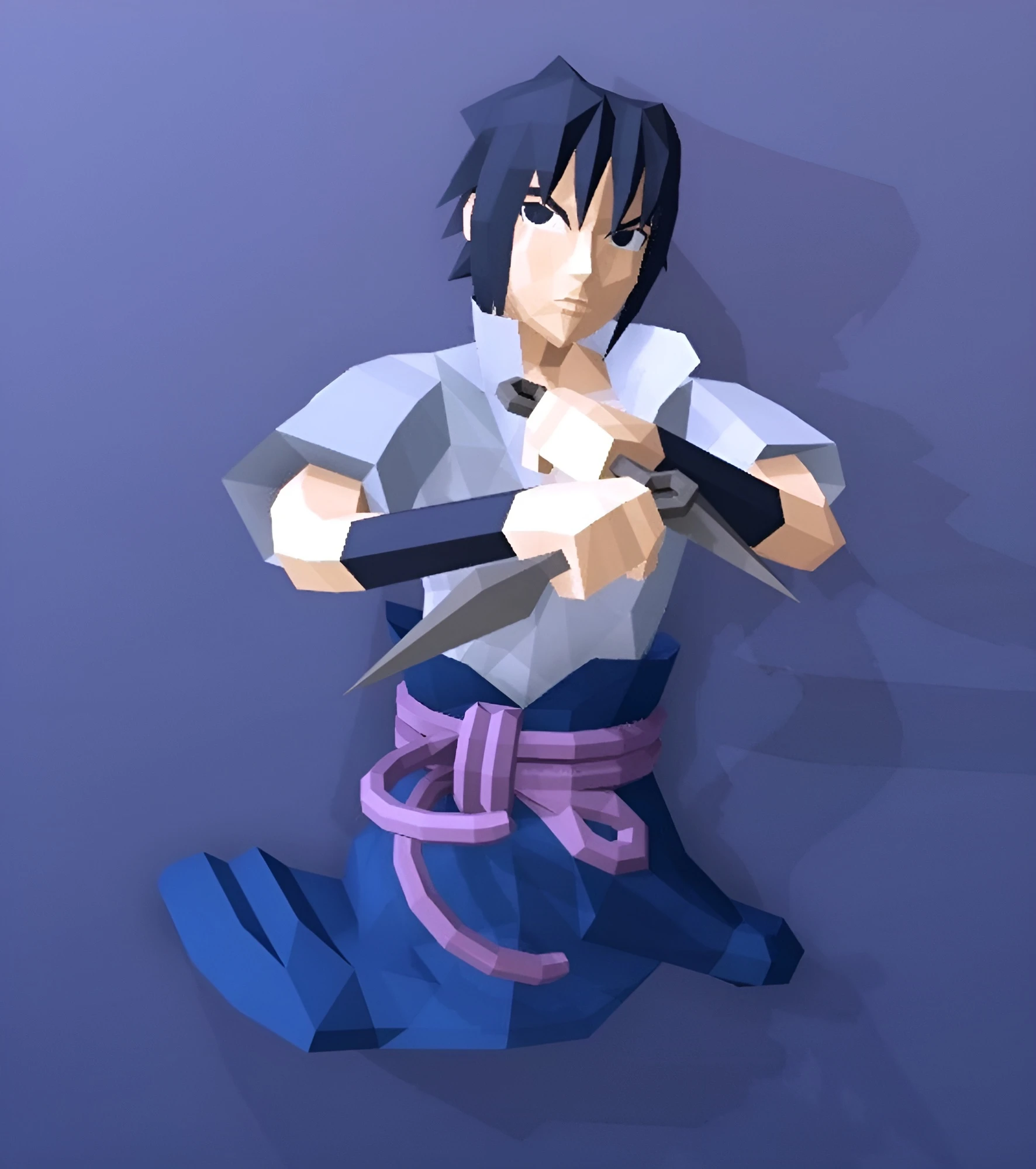 Uchiha Sasuke Papercraft, PDF Template, DIY 3d Model, FanArt, Paper Sculpture, Low Poly, Pepakura Craft, Manualidad