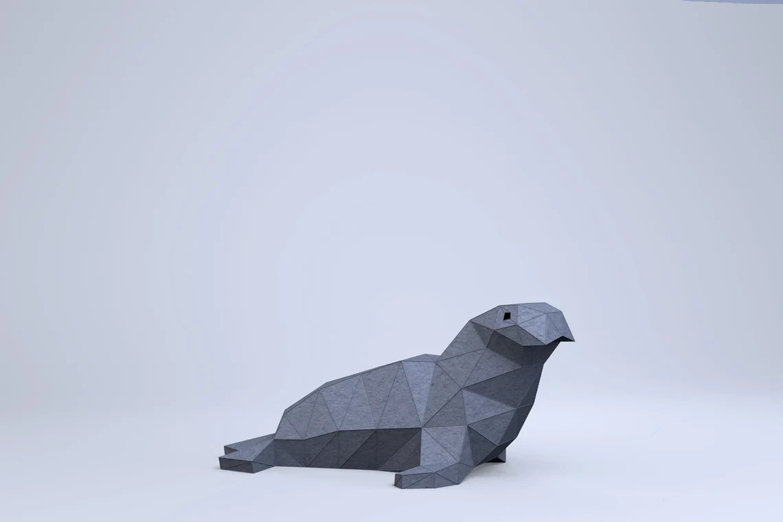 Walrus, Seal Digital Template, PDF Paper Craft, Seal Origami, Seal Model