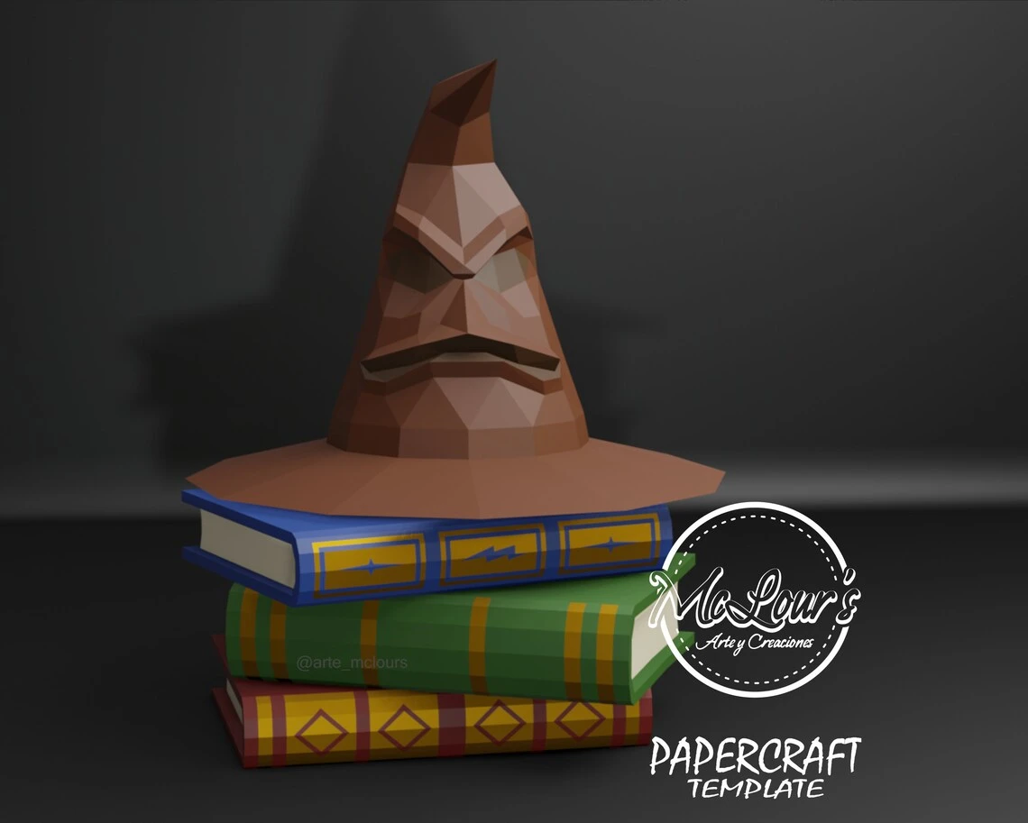 Sorting Hat Harry Potter/ Halloween/ Books and Hat/ DiY Craft/ Template PDF/ Low Poly/ Papercraft Halloween/ 3D Paper Hat/ Origami/ Home decor