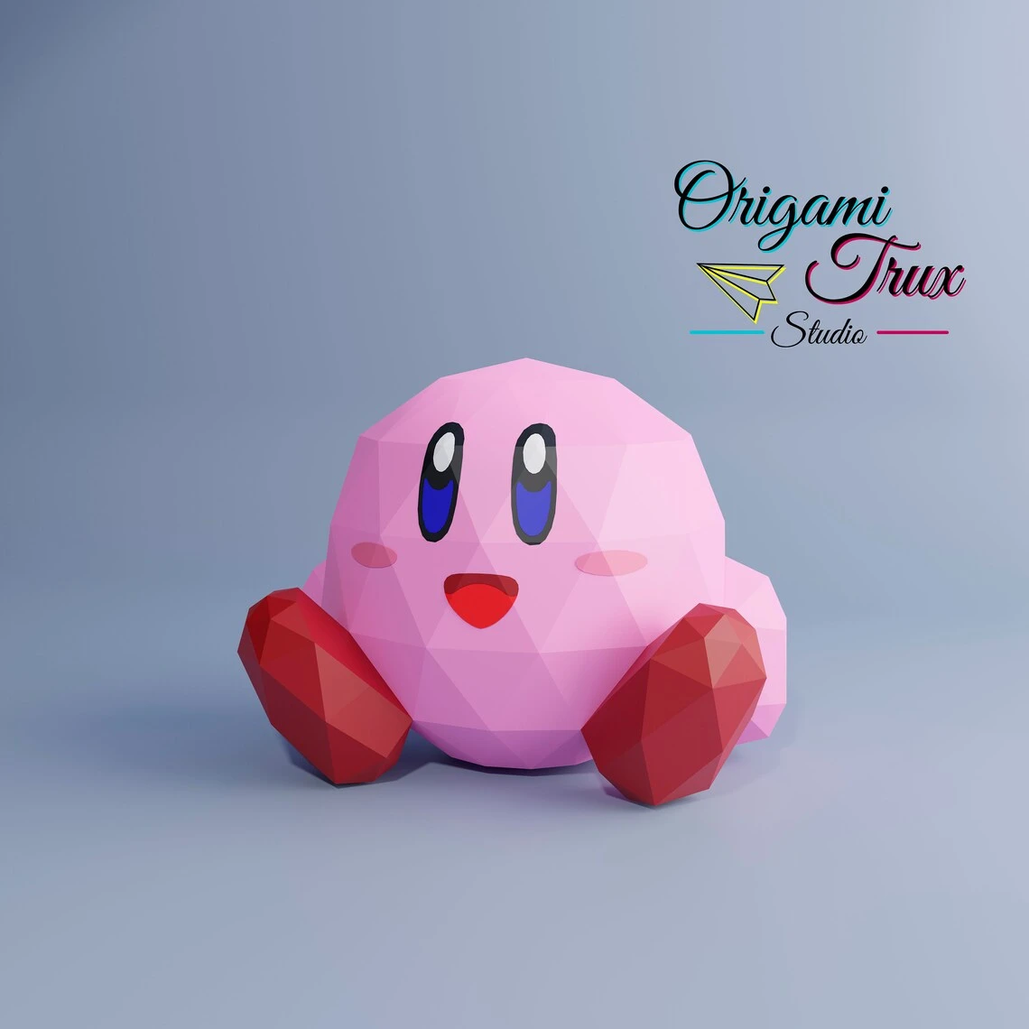 Kirby Papercraft Template A4 DIY Low Poly Pepakura 3D PDF Paper Sculpture OrigamiTruxStudio