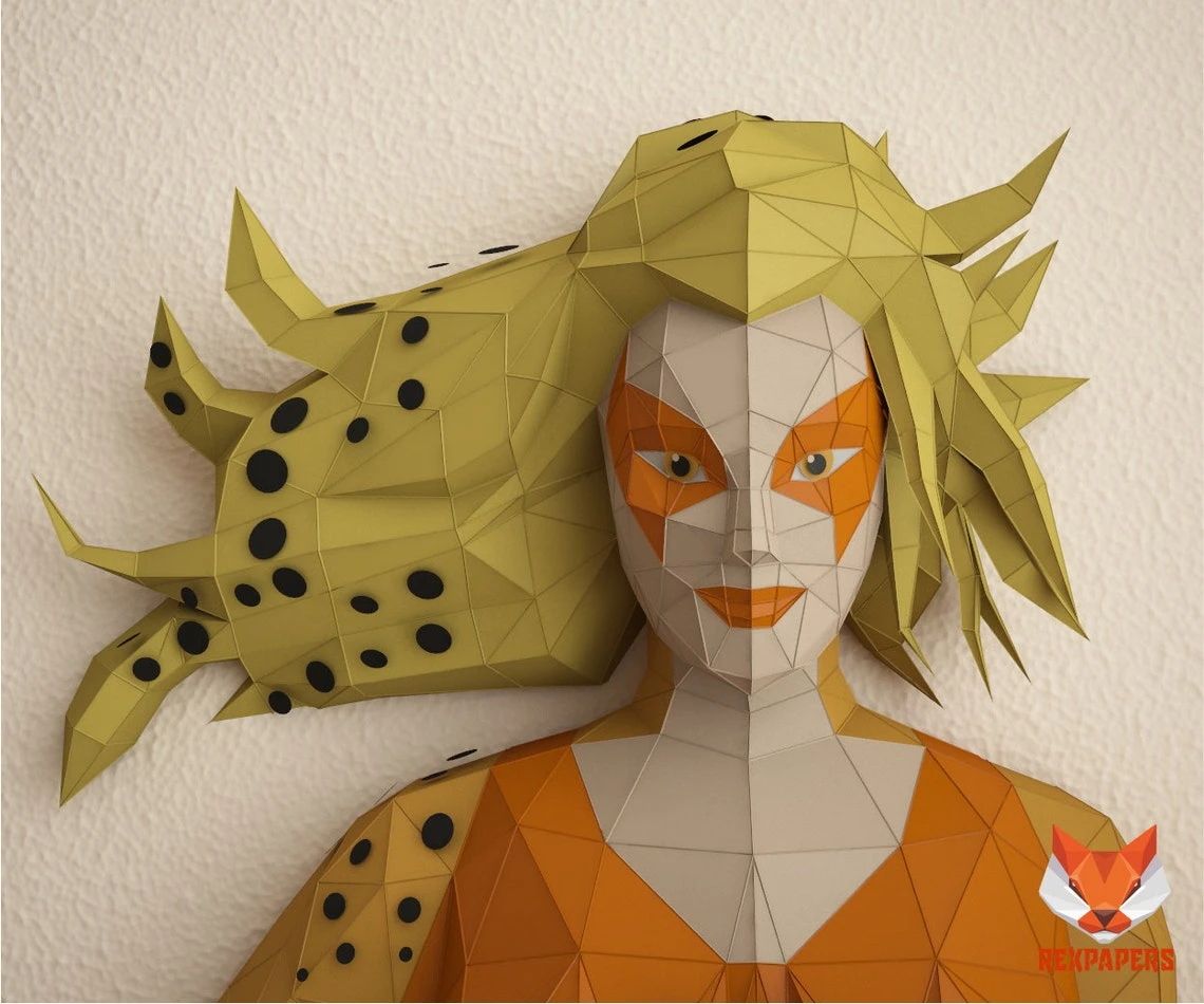 Cheetara, ThunderCats Papercraft, PDF Template, DIY 3d Model, FanArt, Paper Sculpture, Low Poly, Pepakura Craft, Manualidad