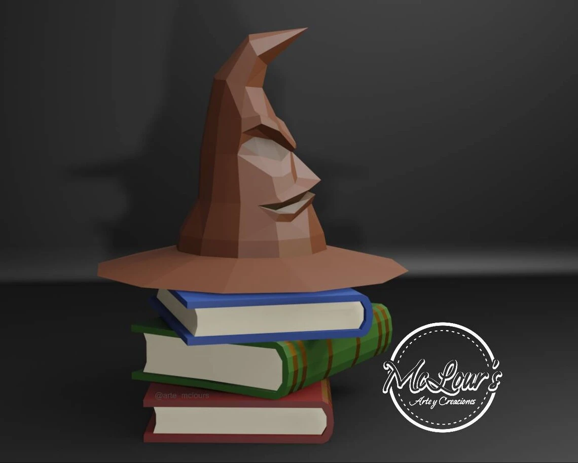 Sorting Hat Harry Potter/ Halloween/ Books and Hat/ DiY Craft/ Template PDF/ Low Poly/ Papercraft Halloween/ 3D Paper Hat/ Origami/ Home decor