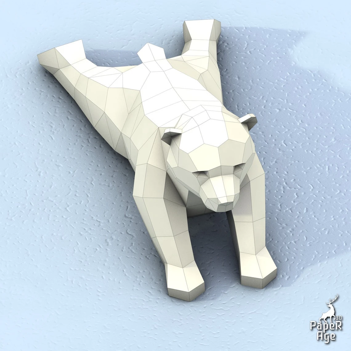 Polar Bear, White Bear, little bear, Papercraft, Pepakura, Lowpoly, Low Polygon, 3D Papercraft, handmade Paper Sculptures DIY origami Design