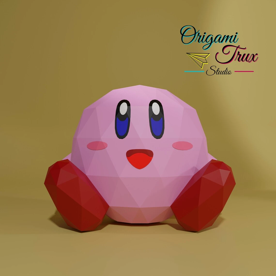 Kirby Papercraft Template A4 DIY Low Poly Pepakura 3D PDF Paper Sculpture OrigamiTruxStudio