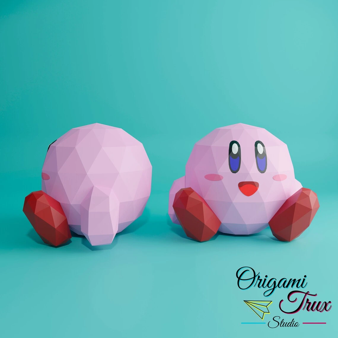 Kirby Papercraft Template A4 DIY Low Poly Pepakura 3D PDF Paper Sculpture OrigamiTruxStudio