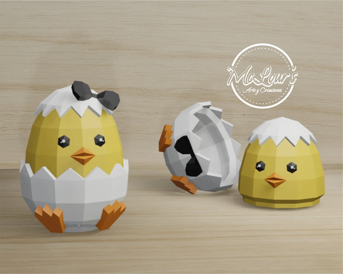 Cute Baby Chick Box/ DiY Craft/ Template PDF/ Low Poly/ Papercraft/ 3D Easter/ 3D Pascua/ Origami/ Home decor