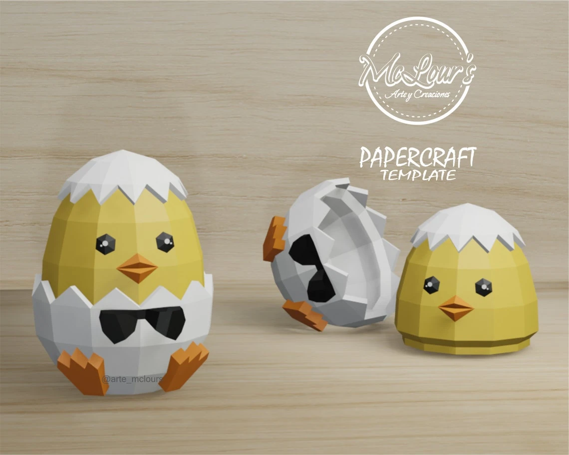 Cute Baby Chick Box/ DiY Craft/ Template PDF/ Low Poly/ Papercraft/ 3D Easter/ 3D Pascua/ Origami/ Home decor