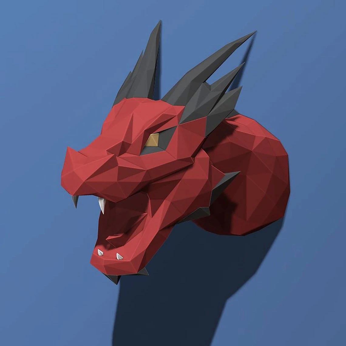 Papercraft Dragon Head, Paper Craft Dragon Head Model, Dragon Head PDF template, 3D Dragon Head sculpture, Low poly pattern Dragon Head