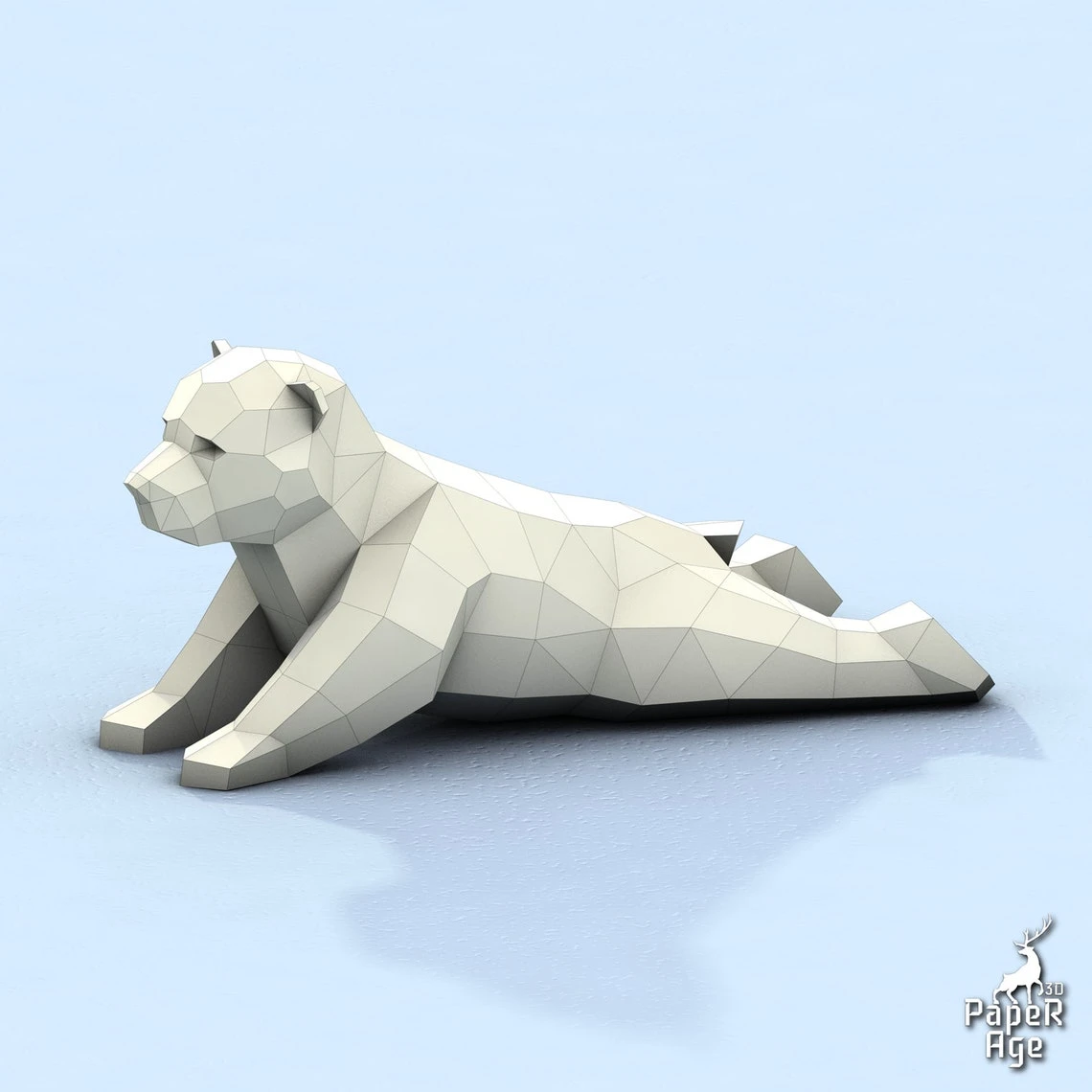 Polar Bear, White Bear, little bear, Papercraft, Pepakura, Lowpoly, Low Polygon, 3D Papercraft, handmade Paper Sculptures DIY origami Design