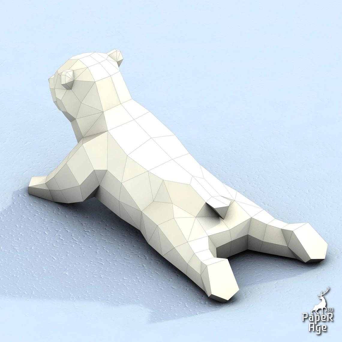 Polar Bear, White Bear, little bear, Papercraft, Pepakura, Lowpoly, Low Polygon, 3D Papercraft, handmade Paper Sculptures DIY origami Design