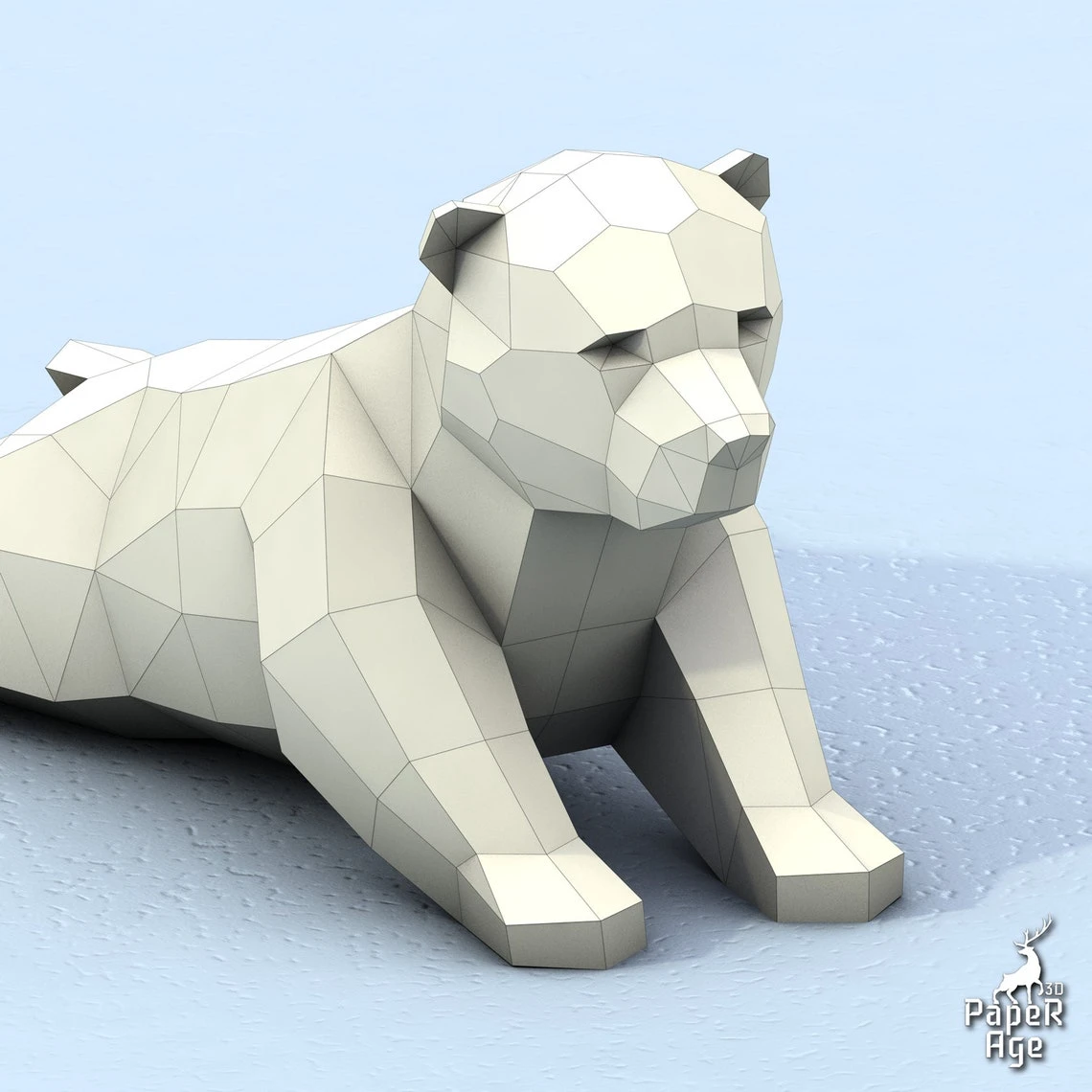 Polar Bear, White Bear, little bear, Papercraft, Pepakura, Lowpoly, Low Polygon, 3D Papercraft, handmade Paper Sculptures DIY origami Design