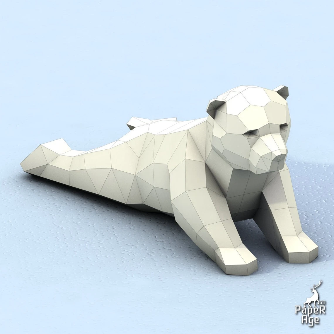 Polar Bear, White Bear, little bear, Papercraft, Pepakura, Lowpoly, Low Polygon, 3D Papercraft, handmade Paper Sculptures DIY origami Design