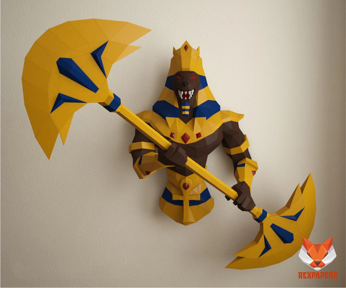 Anubis 2, Weighing Of The Heart Papercraft, PDF Template, DIY 3d Model, FanArt, Paper Sculpture, Low Poly, Pepakura Craft, Manualidad