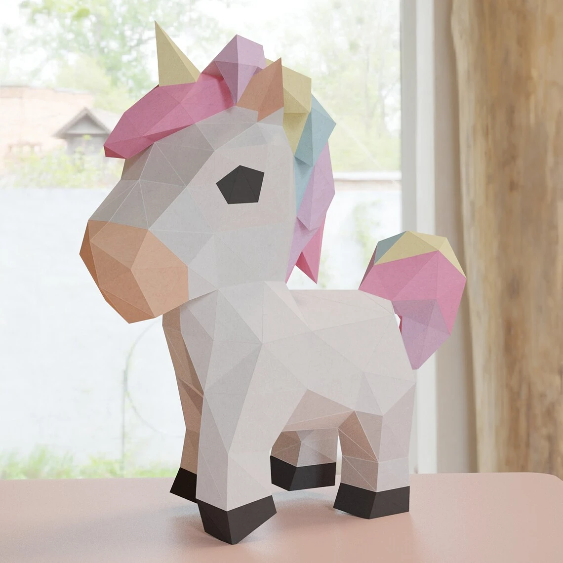 3D Low Poly Unicorn DIY | Printable Papercraft | Unique Geometric Decoration | Original Gift | Relaxing Craft | PDF model