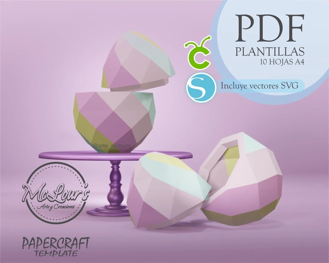 Easter Egg Box/ DIY Craft/ Gift Box/ Template PDF/ Low Poly/ Papercraft Easter Egg/ 3D Easter/ Home decor