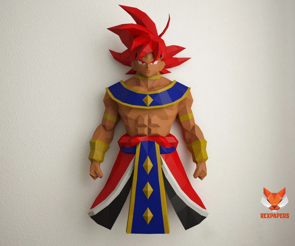 Goku Hakaishin, Dragon Ball Papercraft, PDF Template, DIY 3d Model, FanArt, Paper Sculpture, Low Poly, Pepakura Craft, Manualidad