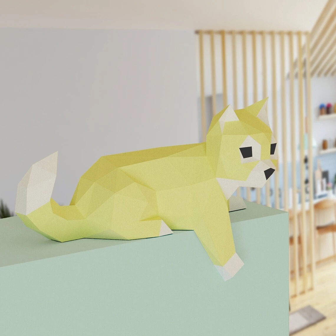 3D Low Poly Kitten DIY | Printable Papercraft | Unique Geometric Decoration | Original Gift | Relaxing Craft | PDF model