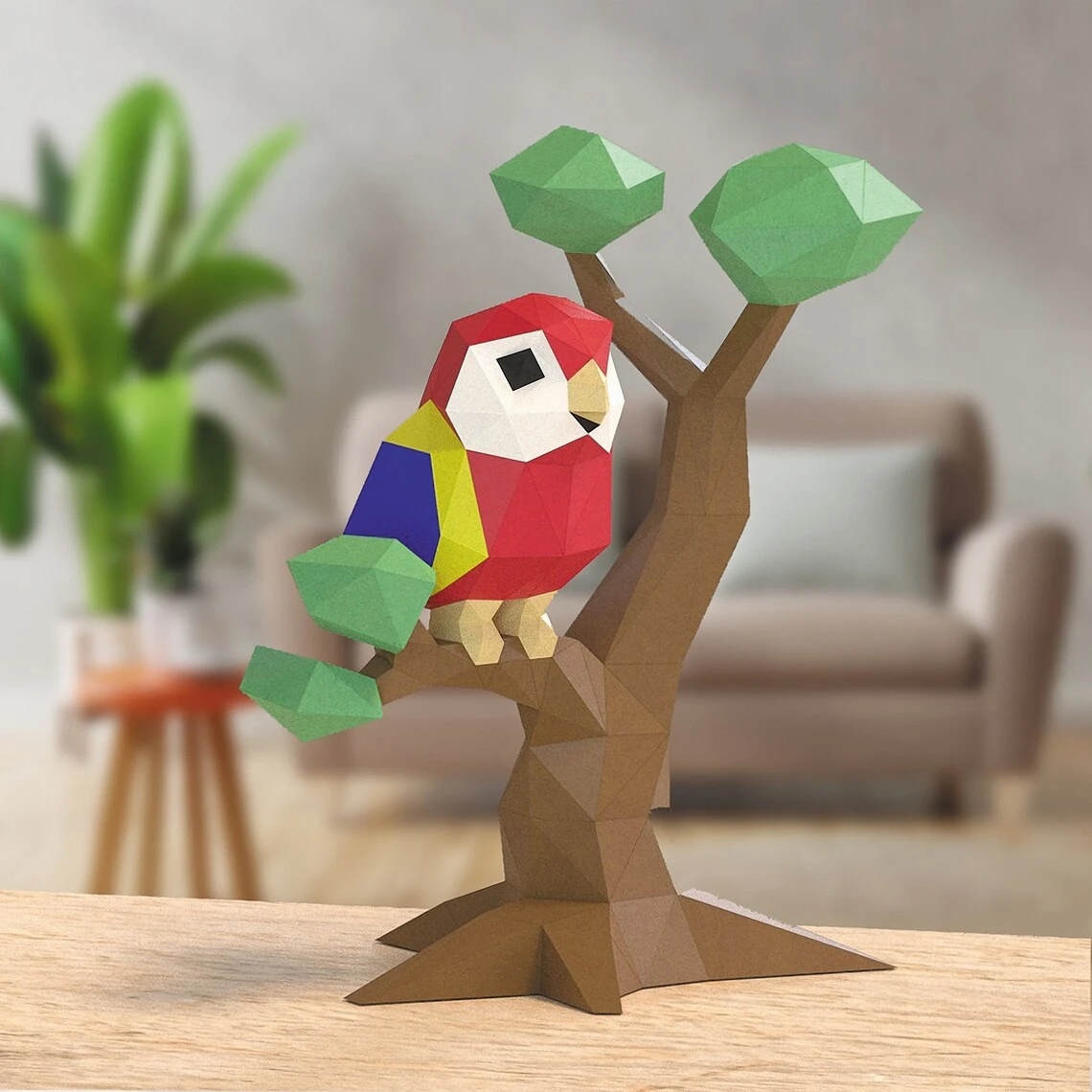 3D Low Poly Macaw DIY | Printable Papercraft | Unique Geometric Decoration | Original Gift | Relaxing Craft | PDF model