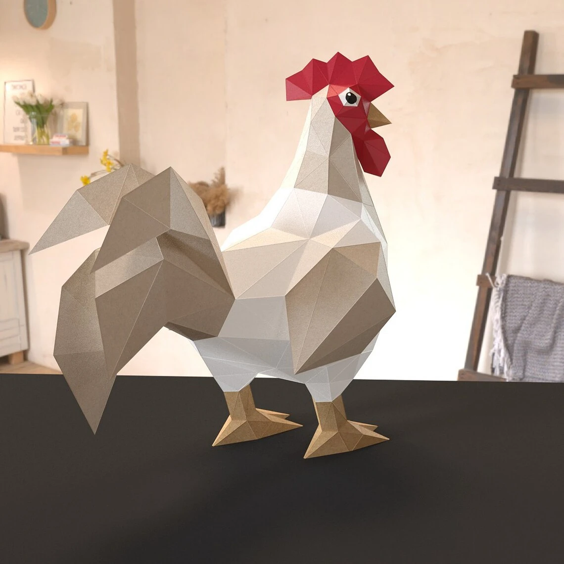 Rooster Papercrafts templates,PDF,SVG,DXF Rooster 3d digital, chicken farm