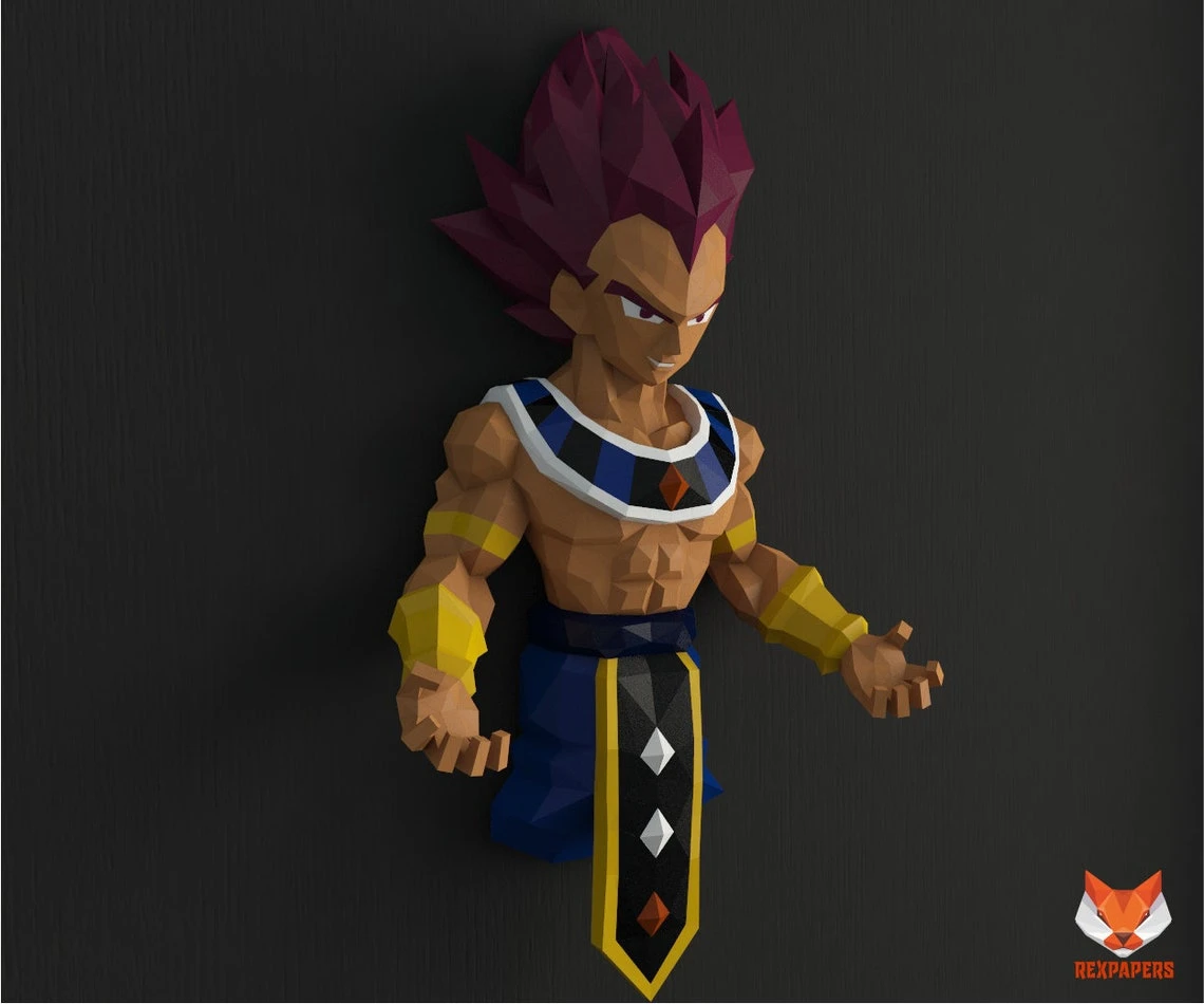 Vegeta God, Vegueta, Dragon Ball Papercraft, PDF Template, DIY 3d Model, FanArt, Paper Sculpture, Low Poly, Pepakura Craft, Manualidad