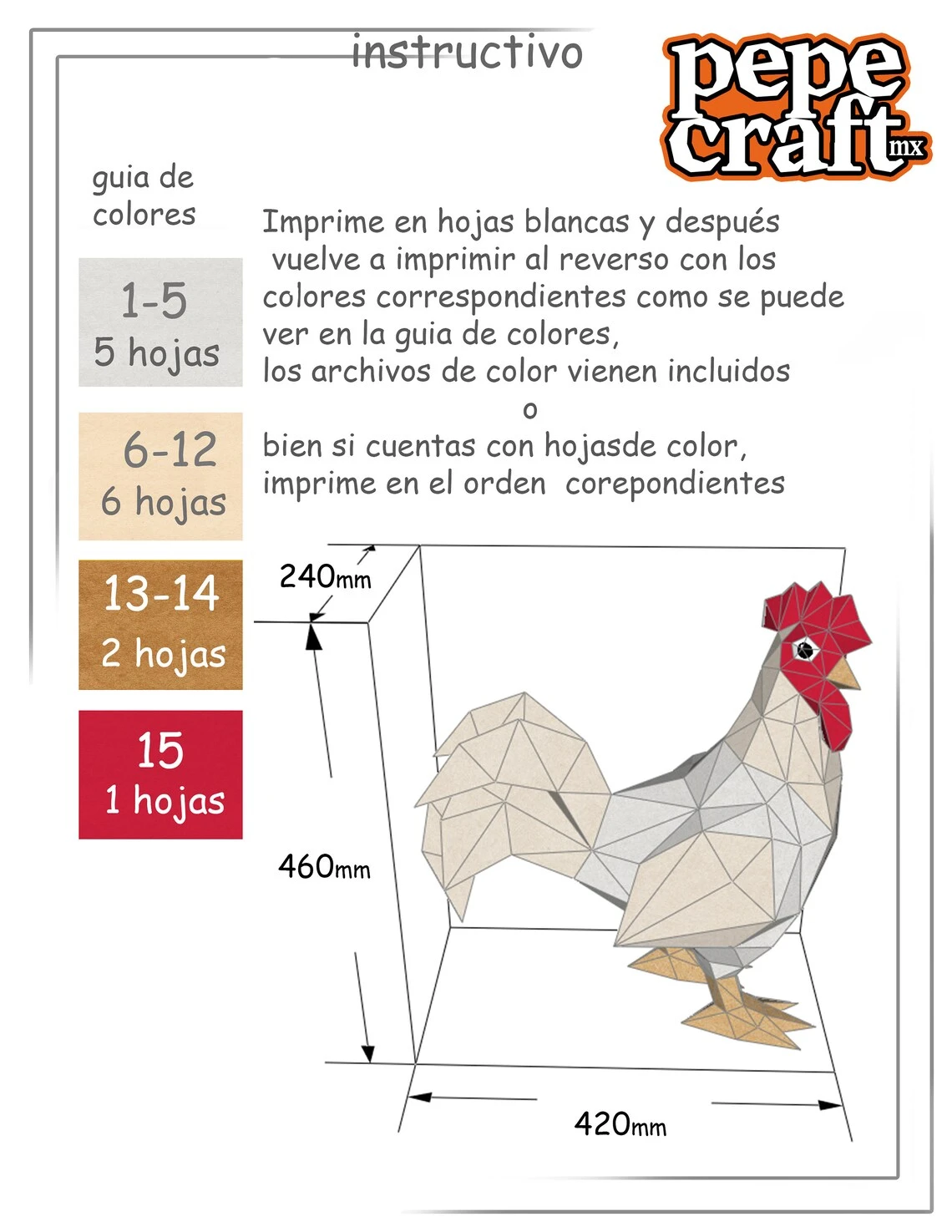 Rooster Papercrafts templates,PDF,SVG,DXF Rooster 3d digital, chicken farm