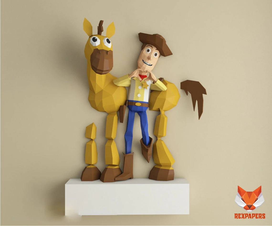 Sheriff Woody Pride, Toy Story Papercraft, PDF Template, DIY 3d Model, FanArt, Paper Sculpture, Low Poly, Pepakura Craft, Manualidad