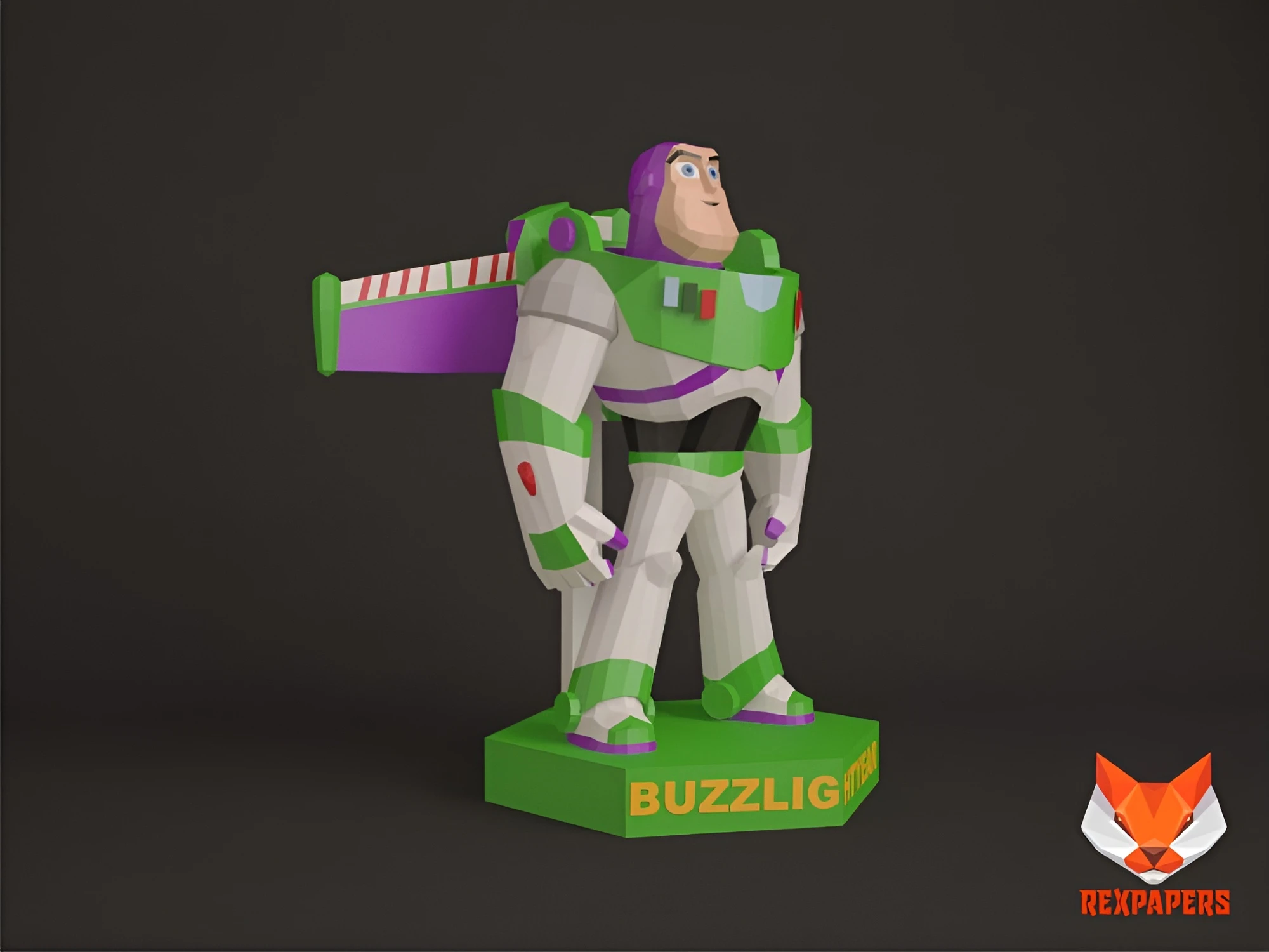 Buzz Lightyear, Toy Story Papercraft, PDF Template, DIY 3d Model, FanArt, Paper Sculpture, Low Poly, Pepakura Craft, Manualidad