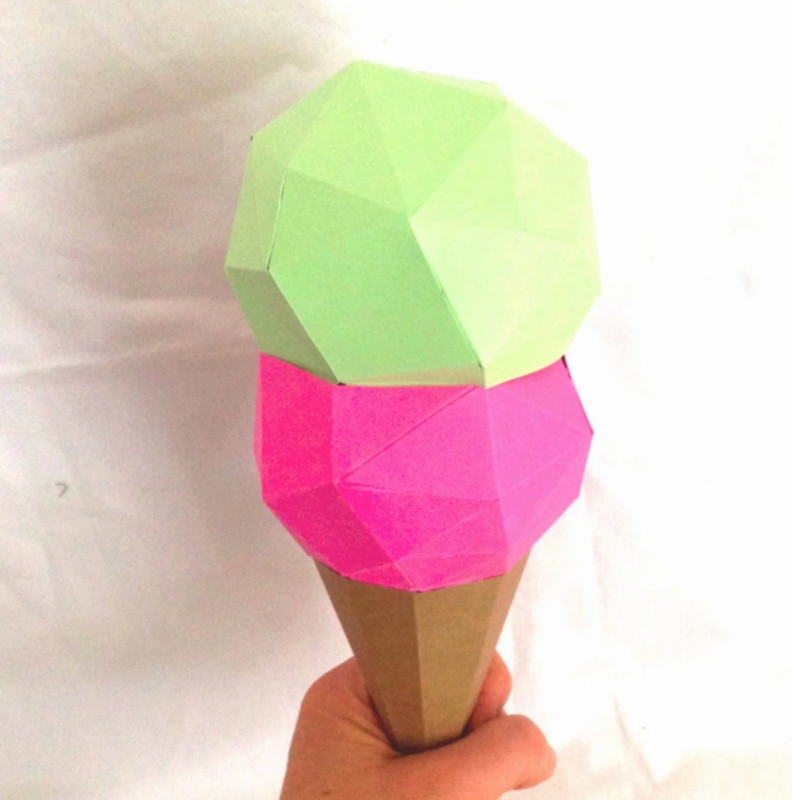 Ice Cream cone papercraft. You get PDF digital file with templates and instruction on how to DIY papercraft minimalist decor