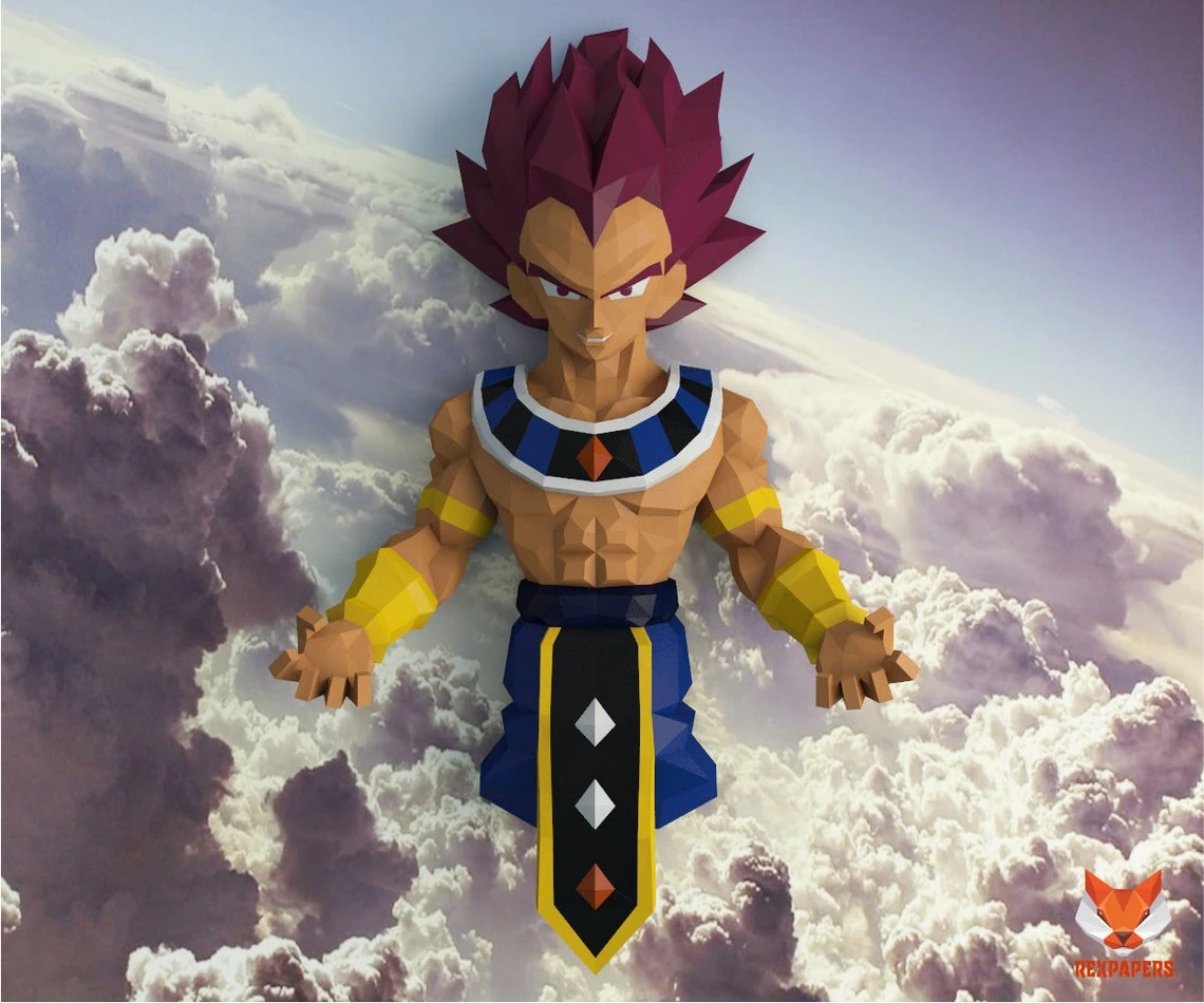 Vegeta God, Vegueta, Dragon Ball Papercraft, PDF Template, DIY 3d Model, FanArt, Paper Sculpture, Low Poly, Pepakura Craft, Manualidad