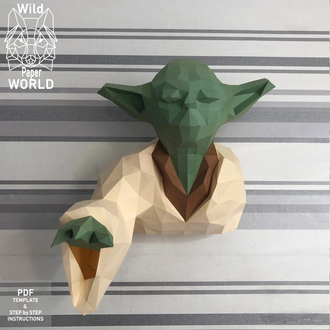 Master Yoda, Papercraft Yoda,Yoda Model, 3D paper craft sculpture, Paper model Yoda, DIY YODA, PDF pattern, Great papercraft model, Pepakura