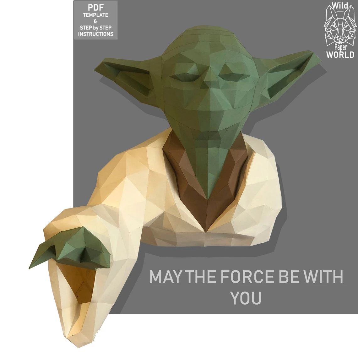 Master Yoda, Papercraft Yoda,Yoda Model, 3D paper craft sculpture, Paper model Yoda, DIY YODA, PDF pattern, Great papercraft model, Pepakura