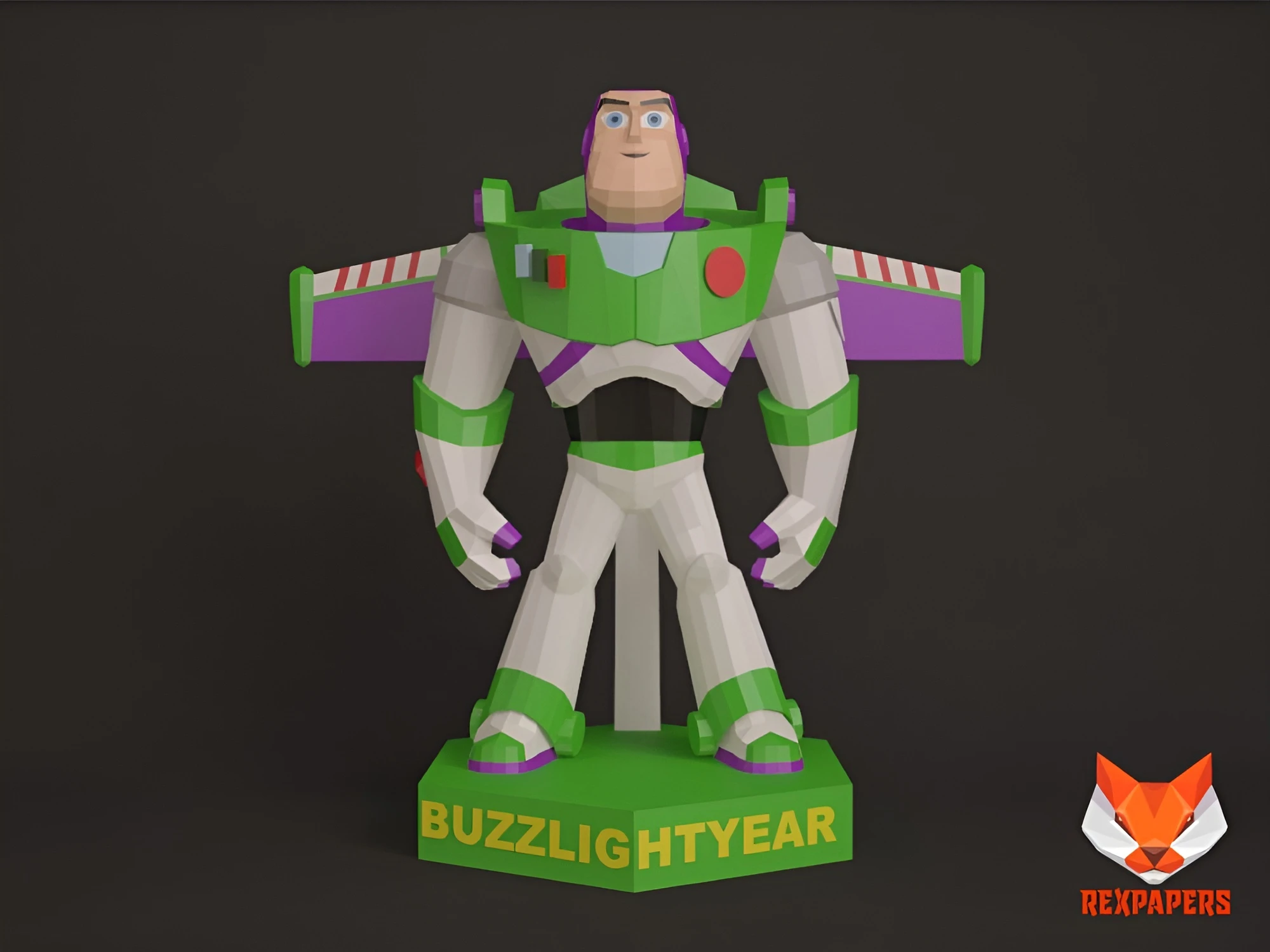 Buzz Lightyear, Toy Story Papercraft, PDF Template, DIY 3d Model, FanArt, Paper Sculpture, Low Poly, Pepakura Craft, Manualidad