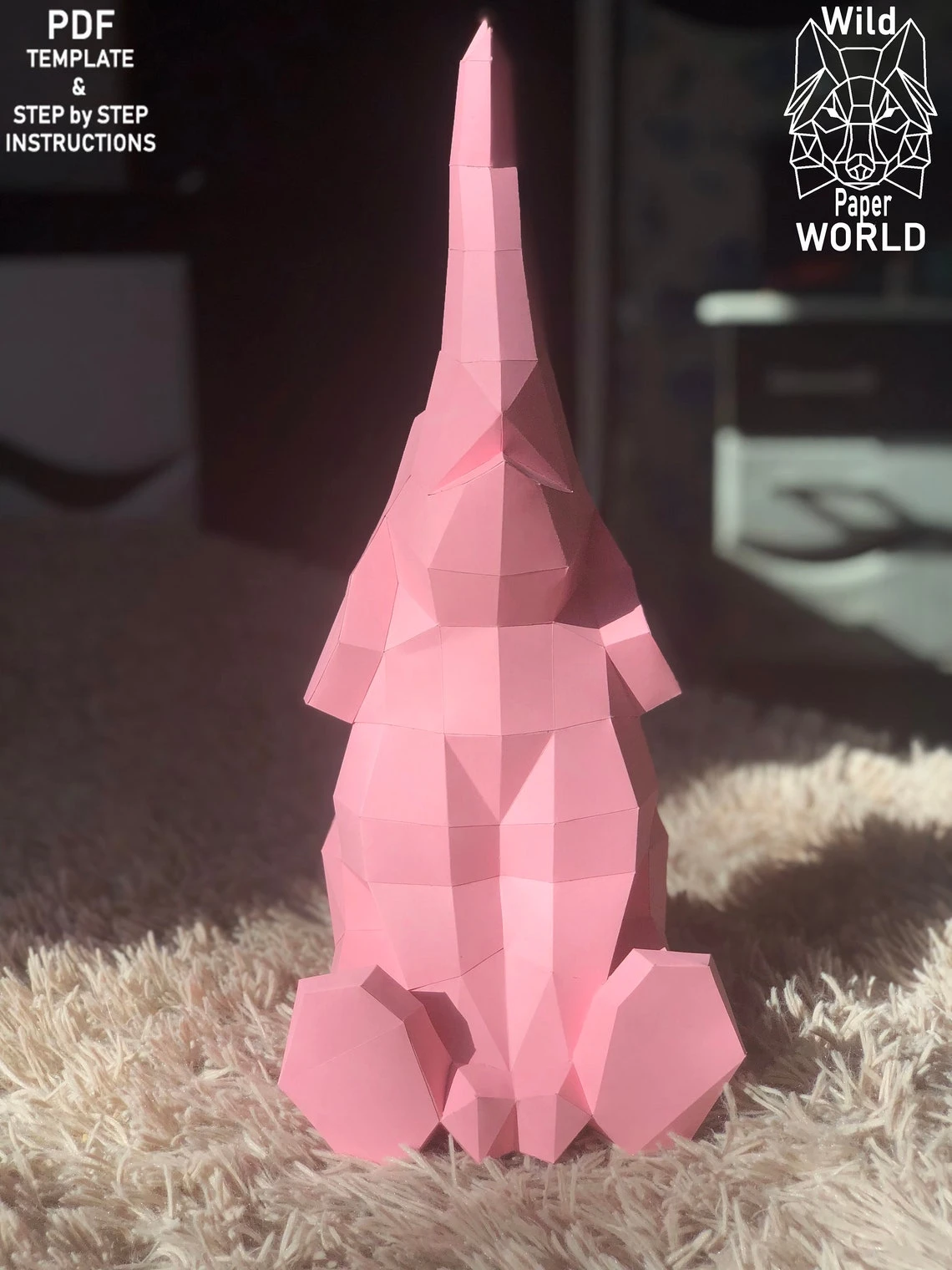 Baby Elephant, Papercraft Elephant, Make your own elephant, DIY, Paper Sculpture, PDF pattern, Pepakura, 3D paper model, Low Poly.