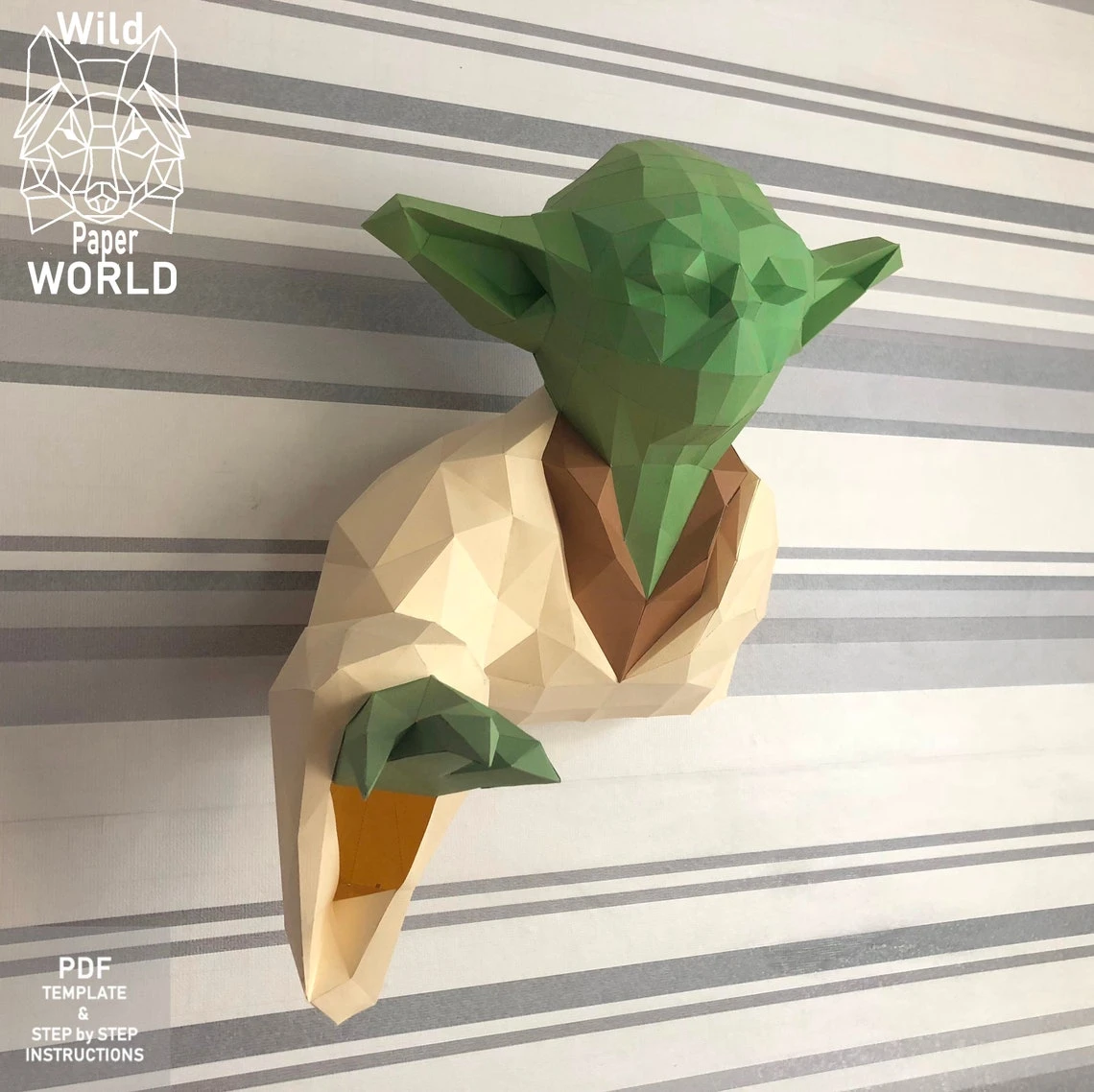 Master Yoda, Papercraft Yoda,Yoda Model, 3D paper craft sculpture, Paper model Yoda, DIY YODA, PDF pattern, Great papercraft model, Pepakura