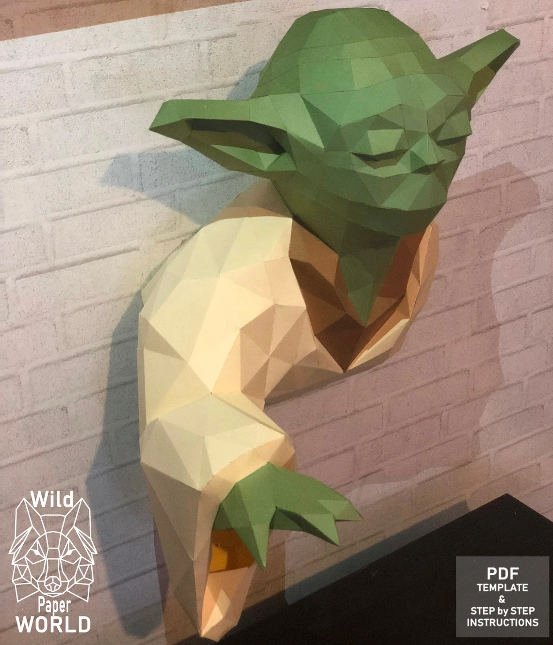 Master Yoda, Papercraft Yoda,Yoda Model, 3D paper craft sculpture, Paper model Yoda, DIY YODA, PDF pattern, Great papercraft model, Pepakura