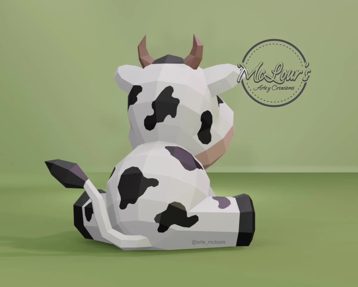 Sitting Cow/ DiY Craft/ Template PDF/ Low Poly/ Papercraft/ 3D Vaca/ Origami/ Home decor