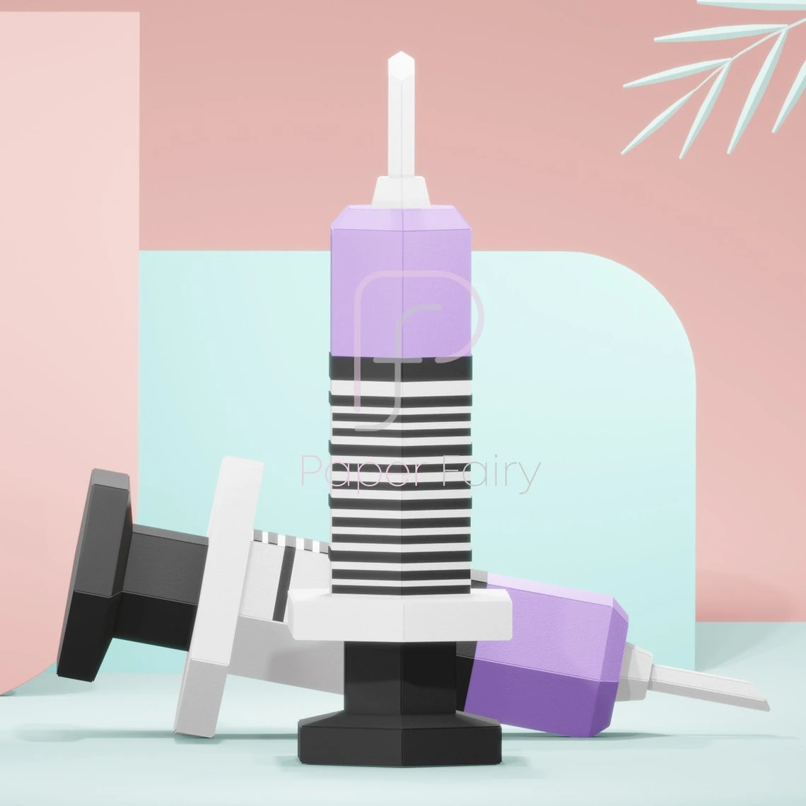 3D Papercraft Syringe template | Low Poly Syringe Art Decor Sculpture for Home or Salon