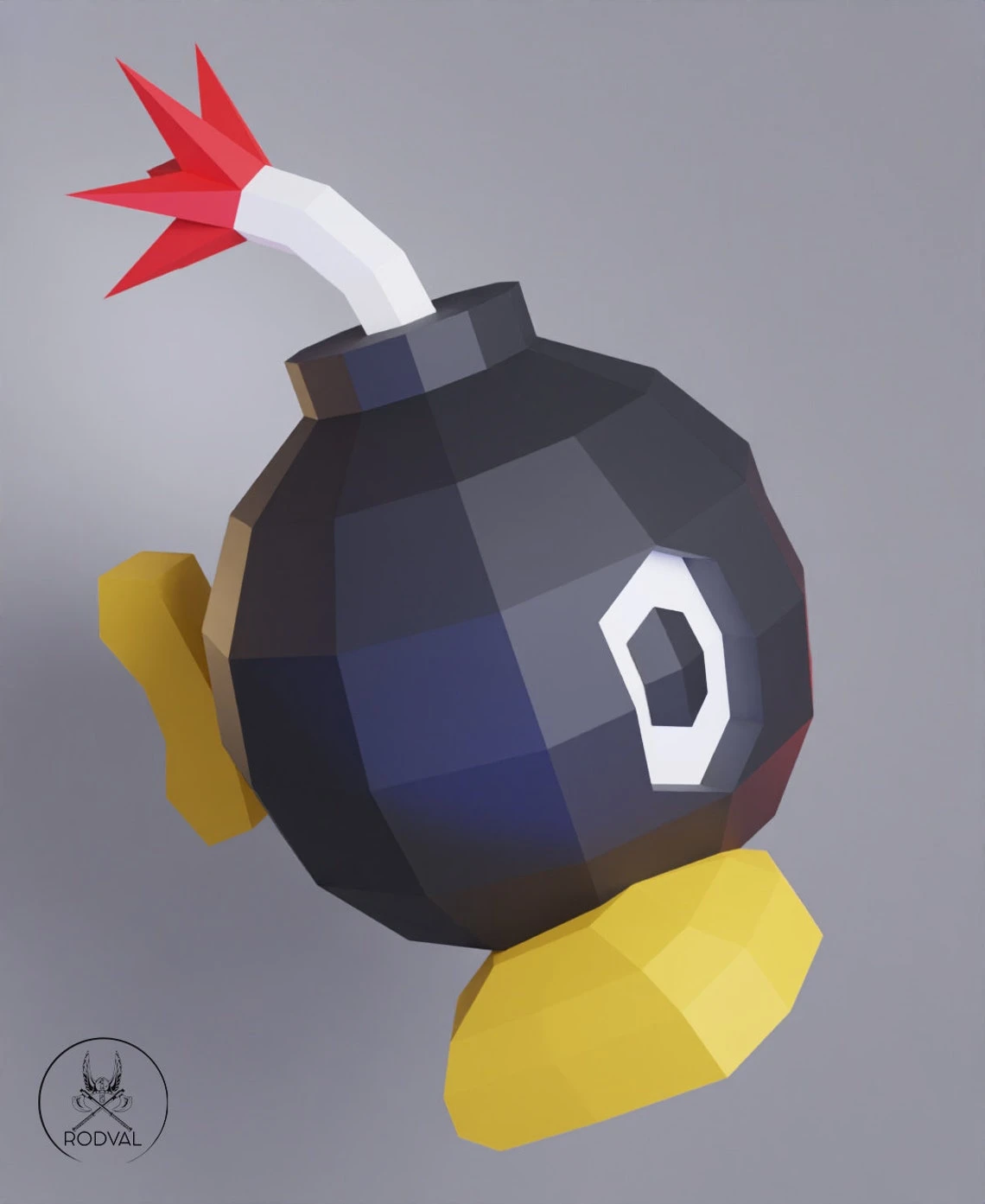 CARTOON BOMB TOY, Papercraft, Template, PDF, DIY, Paper, Low Poly