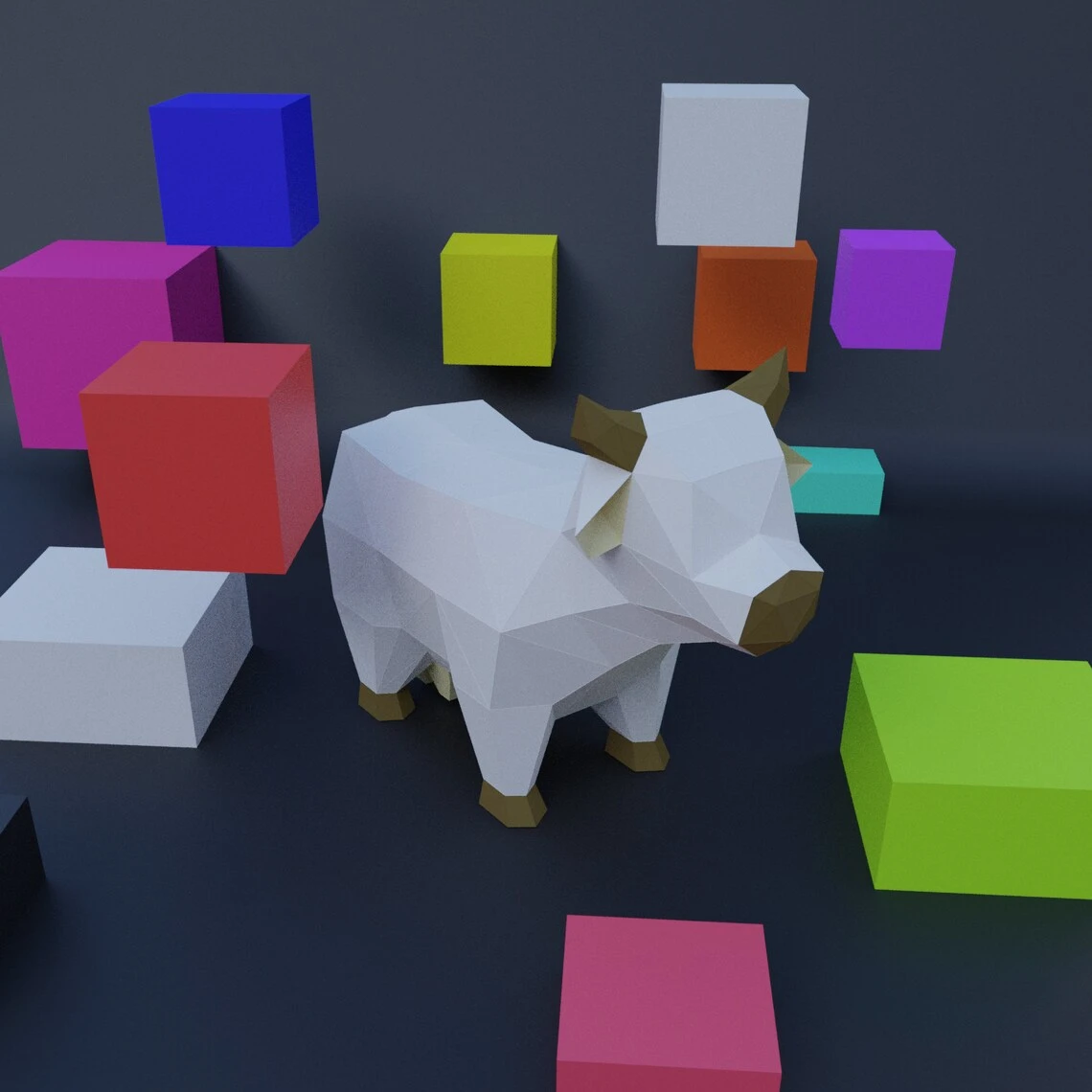 3D Low Poly Cow DIY | Printable Papercraft | Unique Geometric Decoration | Original Gift | Relaxing Craft | PDF model