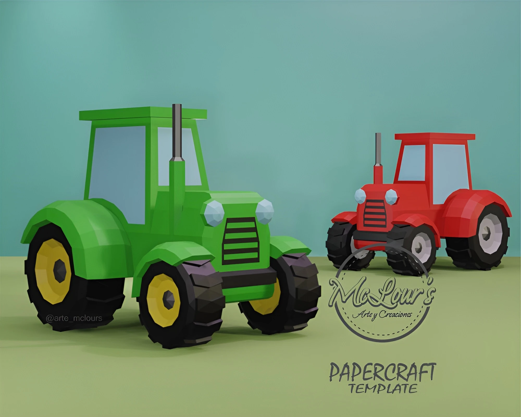 Farm Tractor/ DiY Craft/ Template PDF/ Low Poly/ Papercraft/ 3D Tractor/ Origami/ Home decor