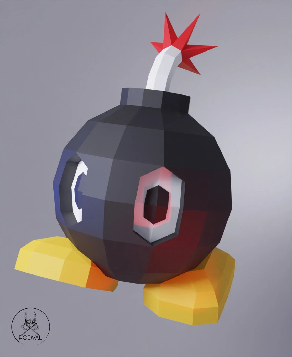 CARTOON BOMB TOY, Papercraft, Template, PDF, DIY, Paper, Low Poly