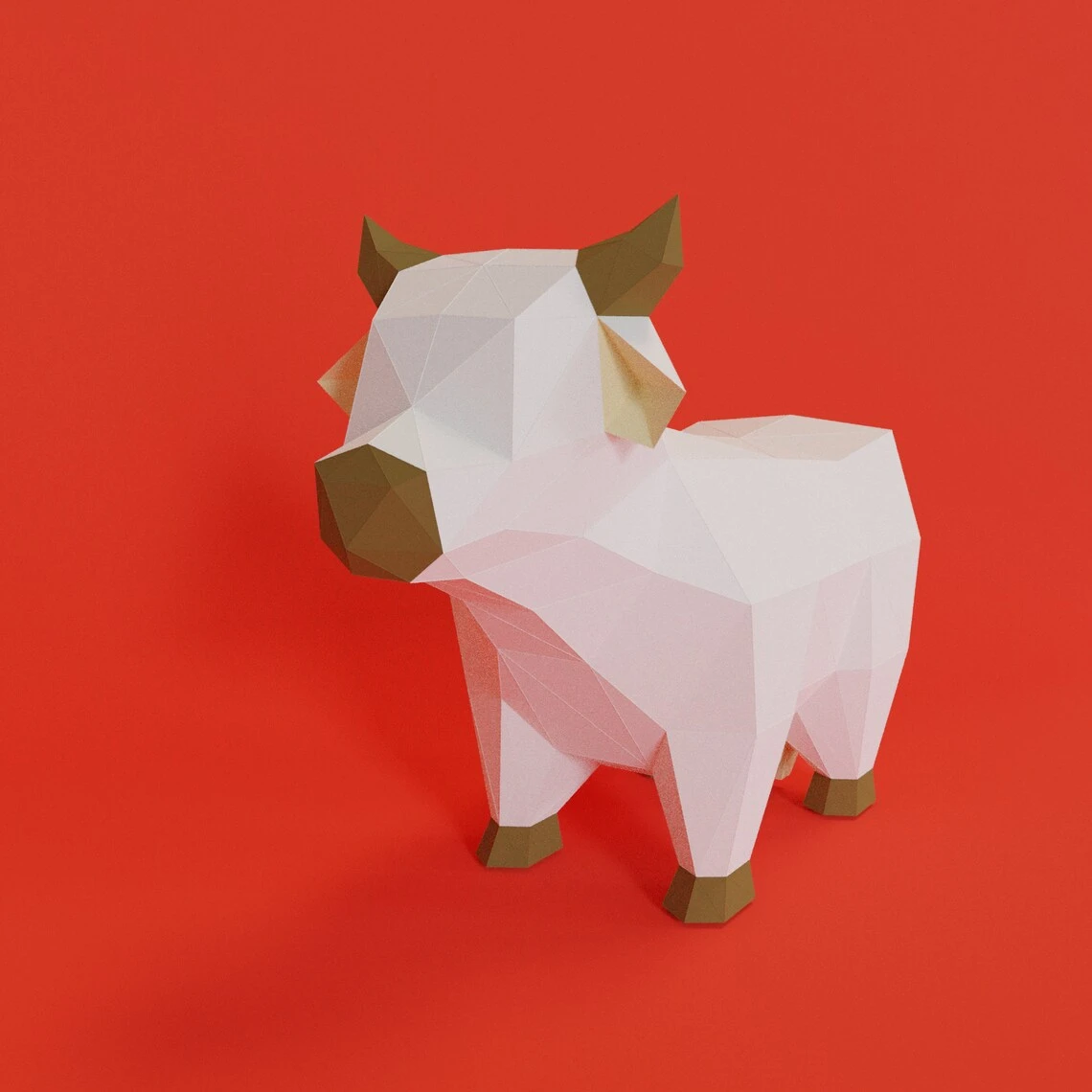 3D Low Poly Cow DIY | Printable Papercraft | Unique Geometric Decoration | Original Gift | Relaxing Craft | PDF model