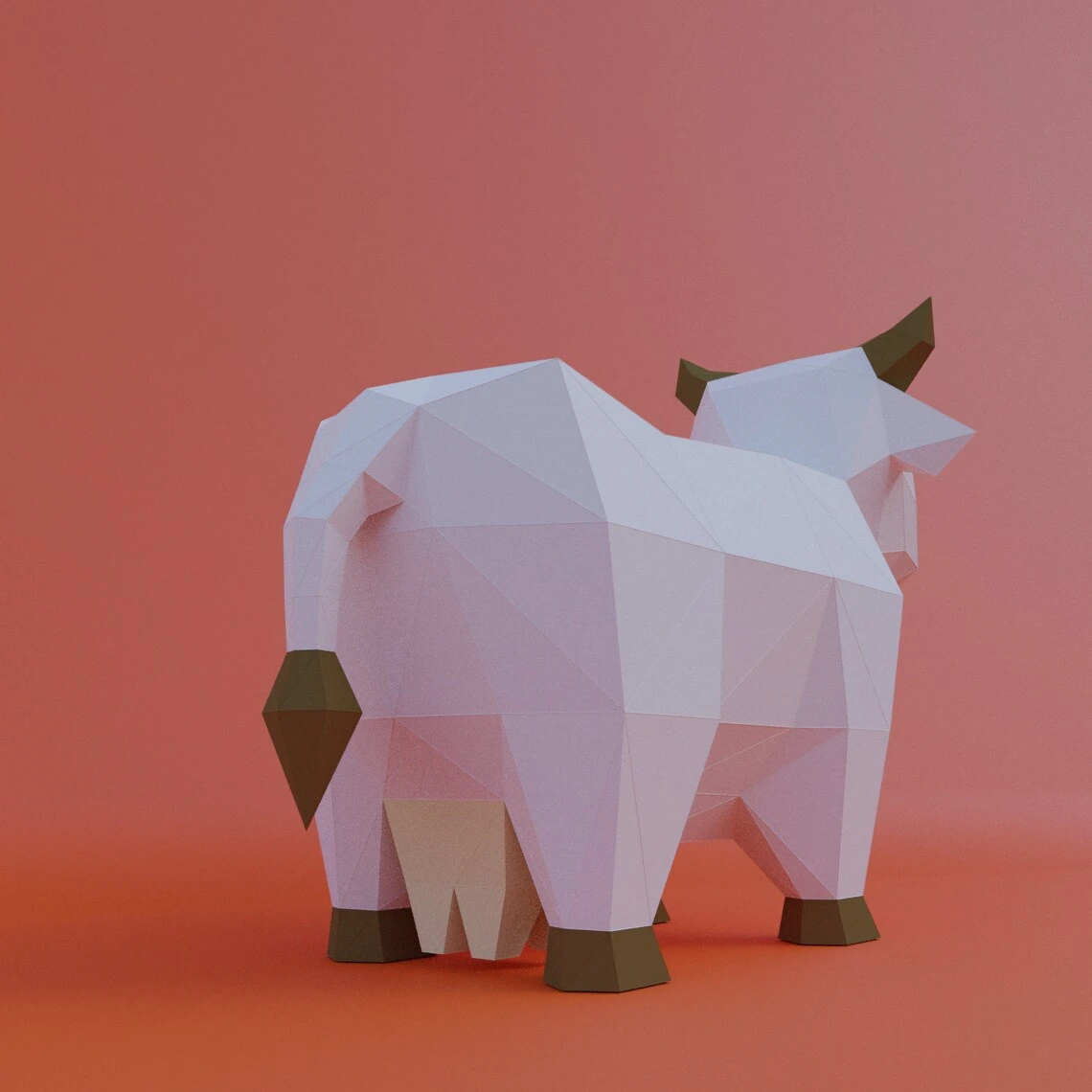 3D Low Poly Cow DIY | Printable Papercraft | Unique Geometric Decoration | Original Gift | Relaxing Craft | PDF model