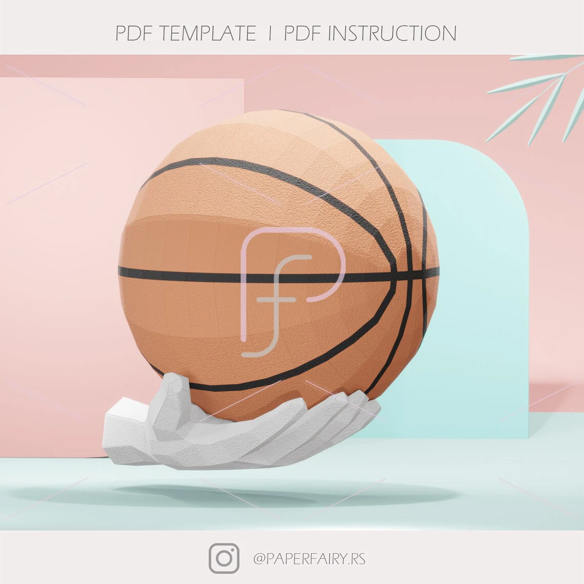 Basketball wall Trophy template ,3d papercraft, Dog Papercraft, Template, Low Poly DIY, DIY Paper 3D Art