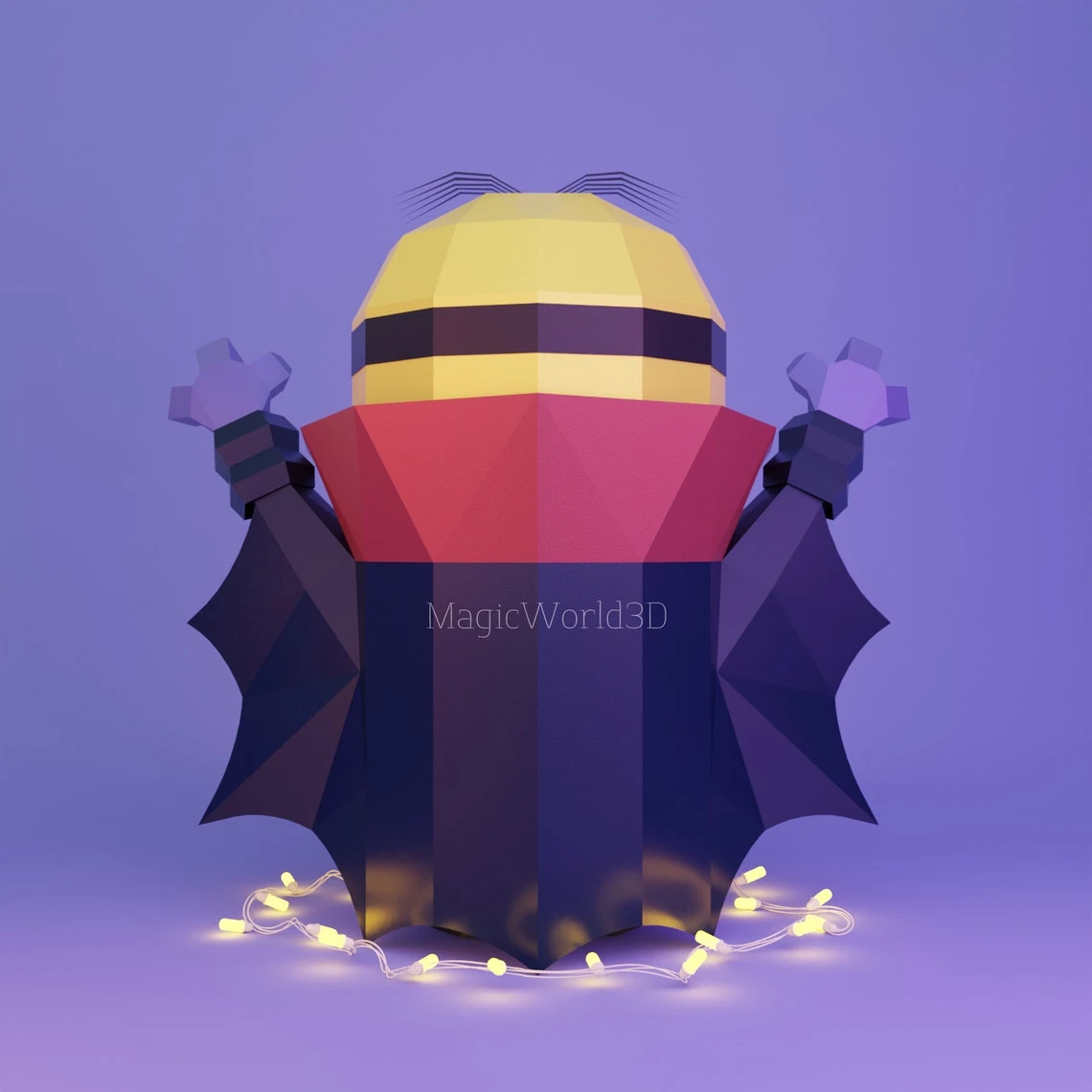 Vampire Minion Low Poly, Papercraft, PDF template, Paper model, Sculpture, 3D puzzle, Polygonal model, Lowpoly