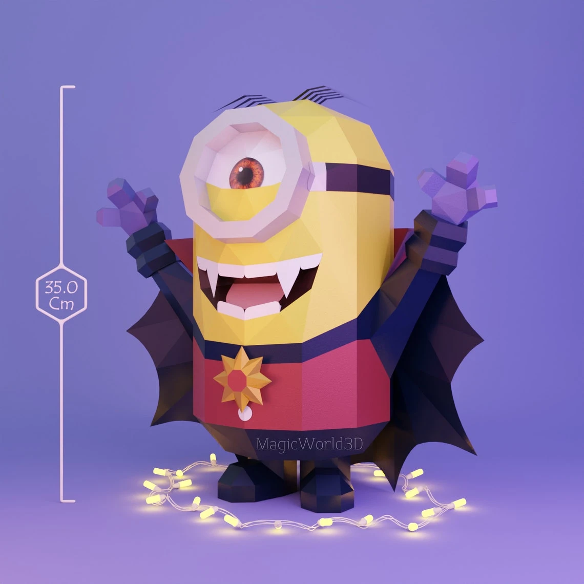 Vampire Minion Low Poly, Papercraft, PDF template, Paper model, Sculpture, 3D puzzle, Polygonal model, Lowpoly