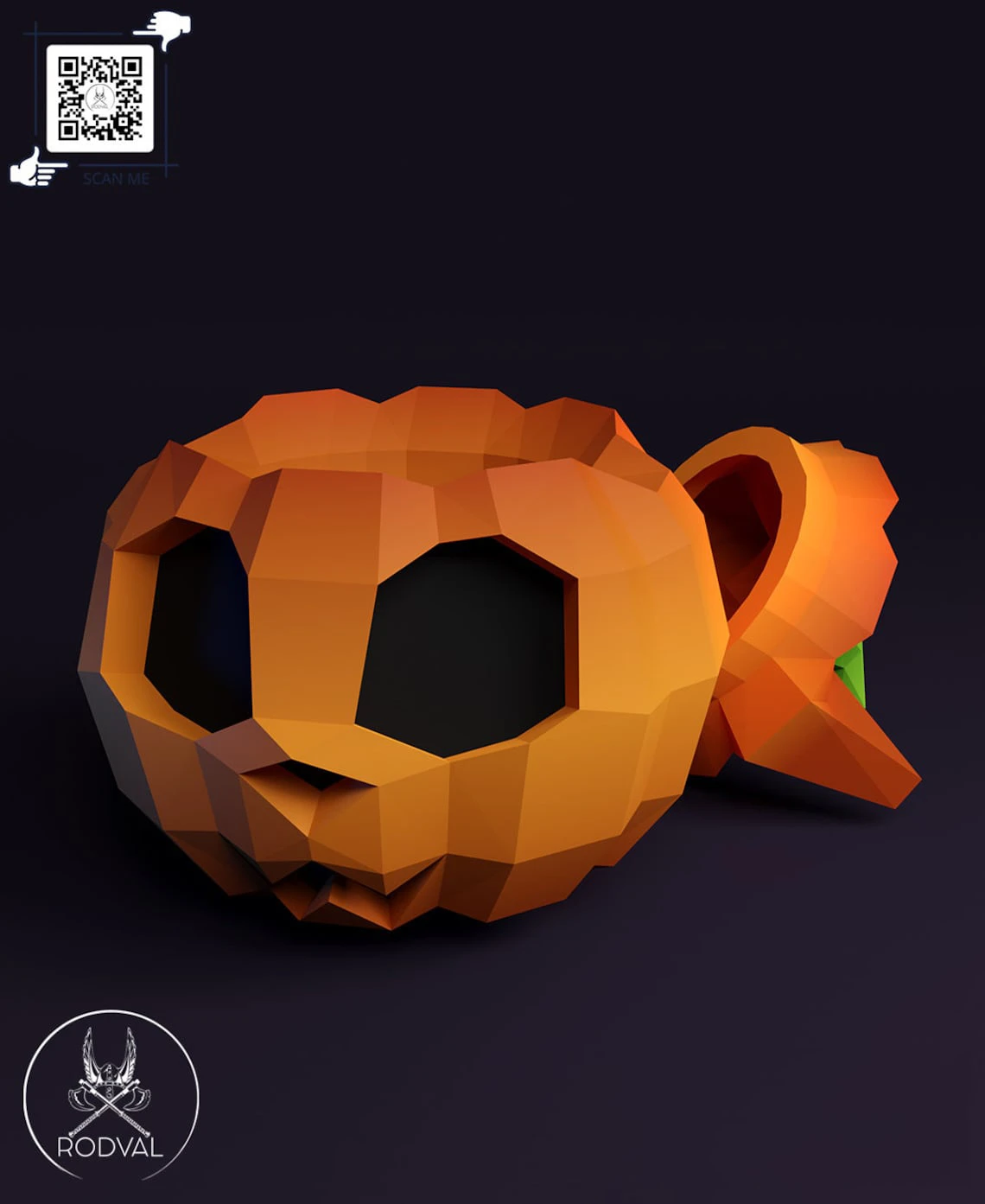 PUMPKIN CAT BOX, Papercraft, Template, DIY, Paper, Low Poly, Holiday, 3D Model, Pdf Low Poply, October, Carnival, Halloween