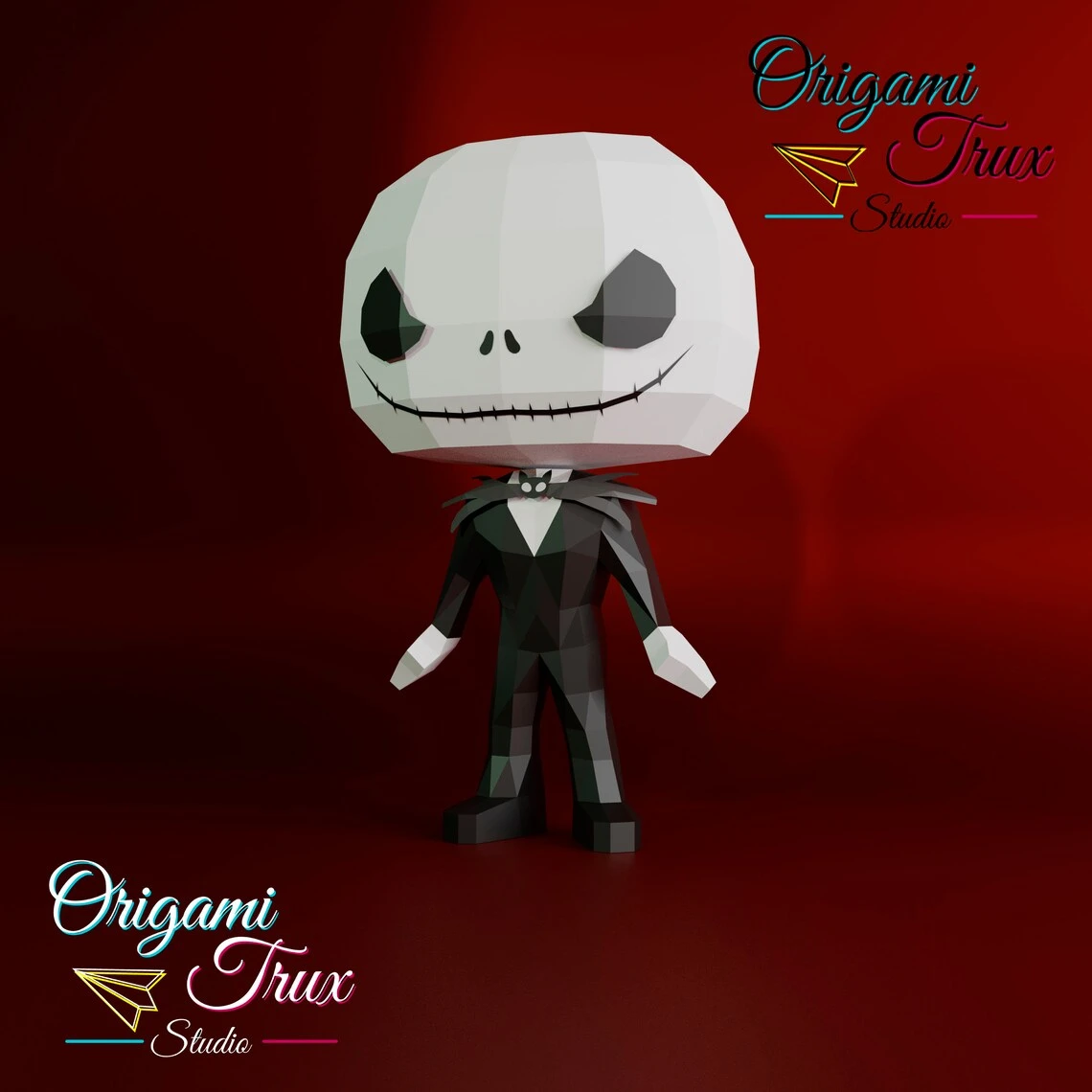 Jack Skellington Papercraft Template A4 DIY Low Poly Pepakura 3D PDF Paper Sculpture OrigamiTruxStudio